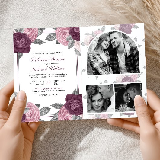 Invitation Code QR de mariage Rose Mauve Violet Rose Pâle Élé