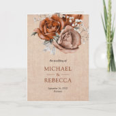Invitation Code QR de mariage Rose Orange Brûlé Burlap Rustiq (Devant)