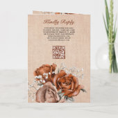 Invitation Code QR de mariage Rose Orange Brûlé Burlap Rustiq (Dos)