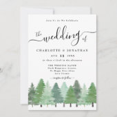 Invitation Code QR de mariage rustique à l'aquarelle en forêt (Devant)