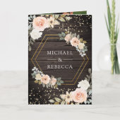 Invitation Code QR de mariage rustique floral pêche poussiére (Devant)
