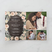 Invitation Code QR de mariage rustique floral pêche poussiére (Intérieur)