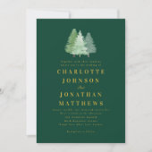 Invitation Code QR de mariage simple bois or vert forêt (Devant)