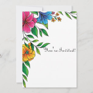 Invitation Code QR de mariage simple fleurs lumineuses printe