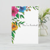 Invitation Code QR de mariage simple fleurs lumineuses printe (Debout devant)
