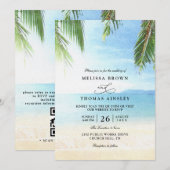 Invitation Code QR de mariage sur la plage de l'île tropicale (Devant / Derrière)