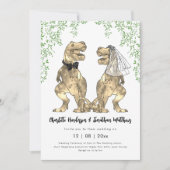 Invitation Code QR de mariage sur le thème des dinosaures (Devant)