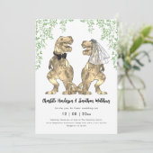 Invitation Code QR de mariage sur le thème des dinosaures (Debout devant)