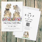 Invitation Code QR de mariage sur le thème des dinosaures