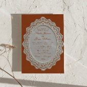 Invitation Code QR de mariage Terracotta Brûlé Orange Lace Do