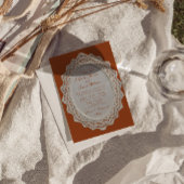 Invitation Code QR de mariage Terracotta Brûlé Orange Lace Do