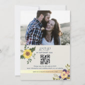 Invitation Code QR de mariage tournesol poussiéreux bleu (Dos)