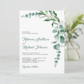 Invitation Code QR de mariage tout-en-un avec branche d'eucal (Debout devant)