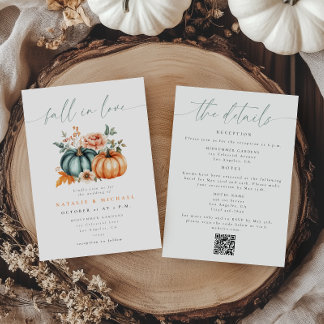 Invitation Code QR de mariage tout-en-un Citrouille Coup de F