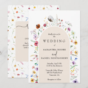 Invitation Code QR de mariage tout-en-un Wildflower Wedding