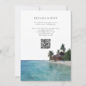 Invitation Code QR de mariage tropical à l'aquarelle de plage (Dos)