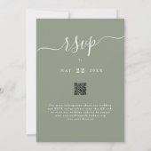 Invitation Code QR de mariage Vert Sage Forêt d'Hiver Moderne (Dos)