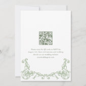 Invitation Code QR de mariage vert sauge orné de la Renaissan (Dos)