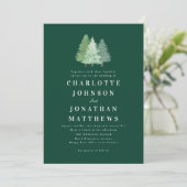 Invitation Code QR de mariage vert simple en bois de forêt (Debout devant)