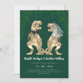 Invitation Code QR de mariage vert thème dinosaure  (Devant)