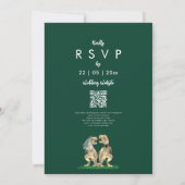 Invitation Code QR de mariage vert thème dinosaure  (Dos)