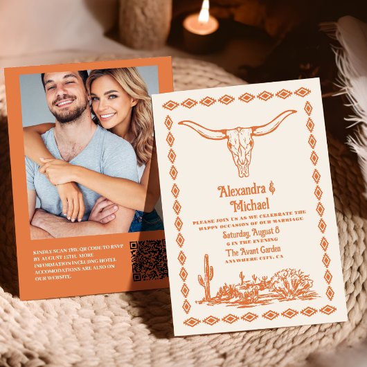 Invitation Code QR de mariage western ranch sud-ouest