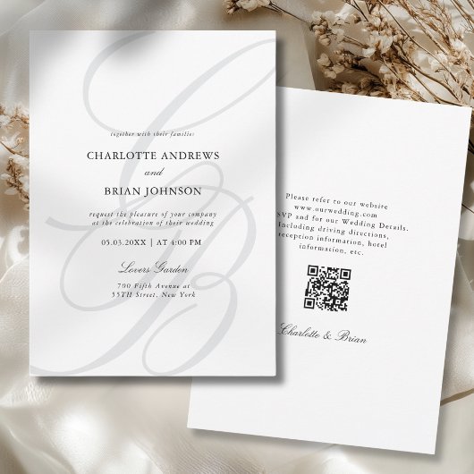 Invitation Code QR de monogramme de police de script minimali