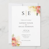 Invitation Code QR de monogramme floral aquarelle de mariage (Devant)