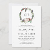 Invitation Code QR de monogramme floral de Noël rustique pour (Devant)