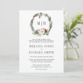 Invitation Code QR de monogramme floral de Noël rustique pour (Debout devant)