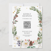 Invitation Code QR de monogramme floral de Noël rustique pour (Dos)