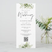 Invitation Code QR de monogramme floral de verdure de mariage (Debout devant)
