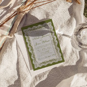 Invitation Code QR de napperon à dentelle vert olive pour mar