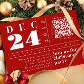 Invitation Code QR de Noël Moderne Simple Rouge Bandes Gras