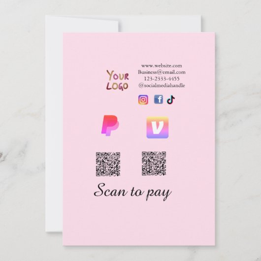Invitation Code QR de paiement PayPal venmo scan à ajouter su (Devant)