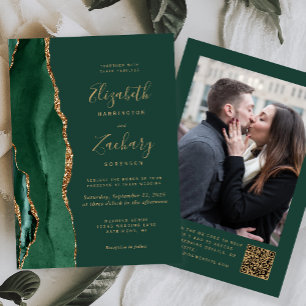 Invitation Code QR de photo d'agate vert émeraude pour mariag
