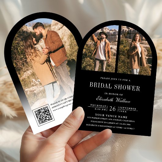 Invitation Code QR de photo d'arche de mariage