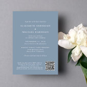 Invitation Code QR de photo d'arche élégant Mariage Bleu Pous