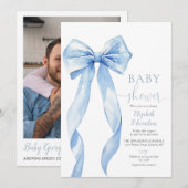 Invitation Code QR de photo de Baby Shower avec un garçon au  (Devant / Derrière)