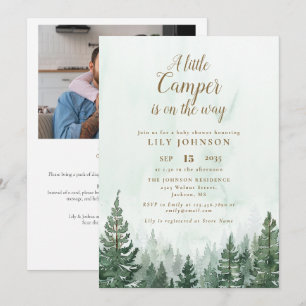 Invitation Code QR de photo de Baby Shower Little Camper Fore