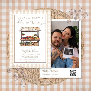 Invitation Code QR de photo de baby shower neutre fait locale