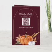 Invitation Code QR de photo de citrouille boho bordeaux pour  (Dos)