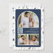 Invitation Code QR de photo de fleur sauvage boho pour enterr (Dos)