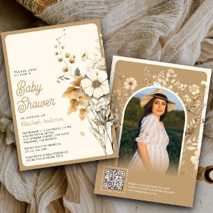 Invitation Code QR de photo de Fleur Sauvage d'Automne Bébé S