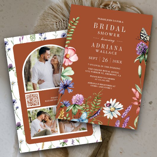 Invitation Code QR de photo de fleurs sauvages Cadeau de douc