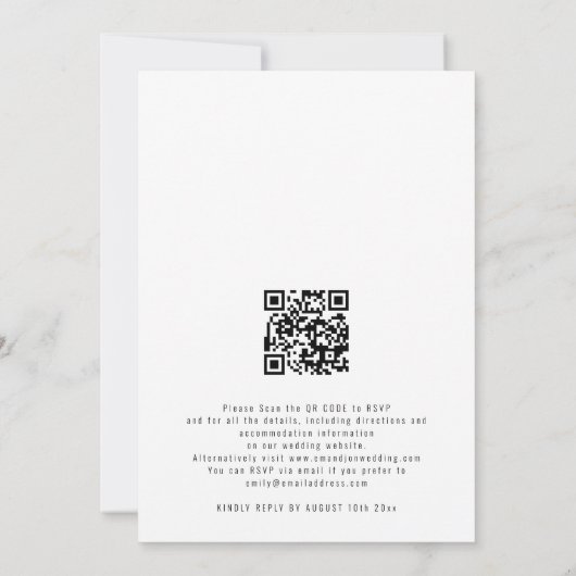 Invitation Code QR de photo de mariage à l'écriture moderne (Dos)