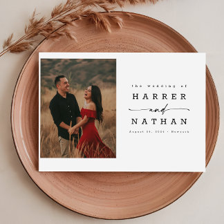 Invitation Code QR de photo de mariage à l'écriture romantiqu