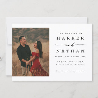 Invitation Code QR de photo de mariage à l'écriture romantiqu