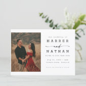 Invitation Code QR de photo de mariage à l'écriture romantiqu (Debout devant)