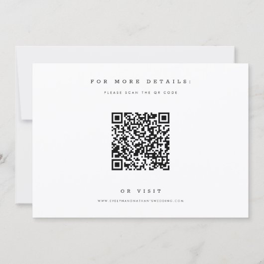Invitation Code QR de photo de mariage à l'écriture romantiqu (Dos)